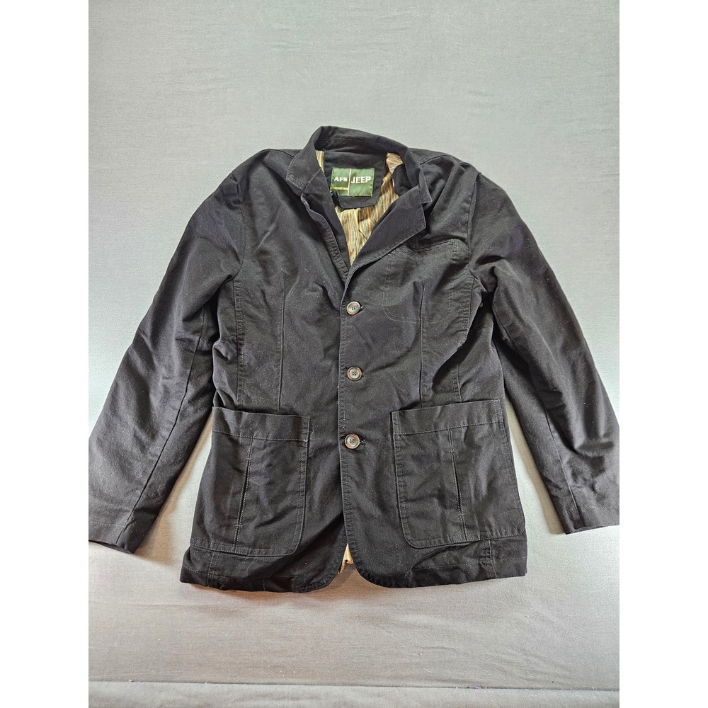 AFS Jeep Mens Casual Blazer Jacket Black Utility Sport Coat Three Button Pockets